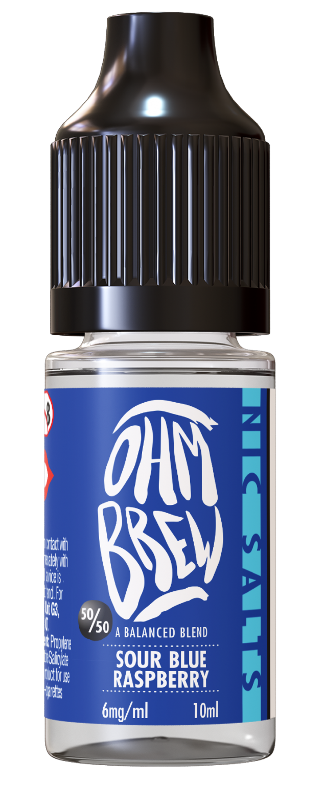Sour Blue Raspberry Nic Salt E-Liquid by Ohm Brew 50/50 Nic Salts
